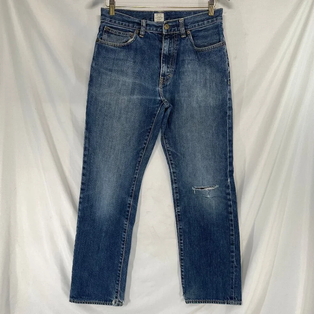 J.Crew Vintage Slim Straight Distressed Blue Jeans Men's Size 30x 30 All Cotton